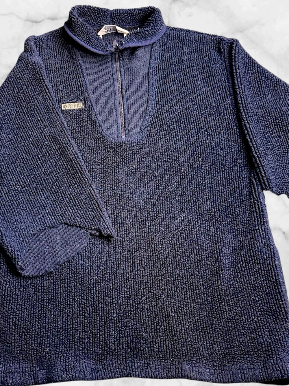 Vintage Columbia Sportswear Mens L USA Made Blue Pile Fleece Quarter Zip